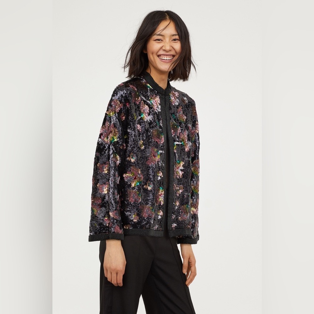 H&M Conscious Exclusive Collection Size Small Sequin-Embroidered Jacket